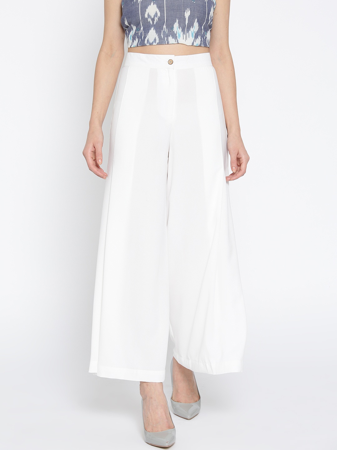

AURELIA Women White Straight Solid Palazzos