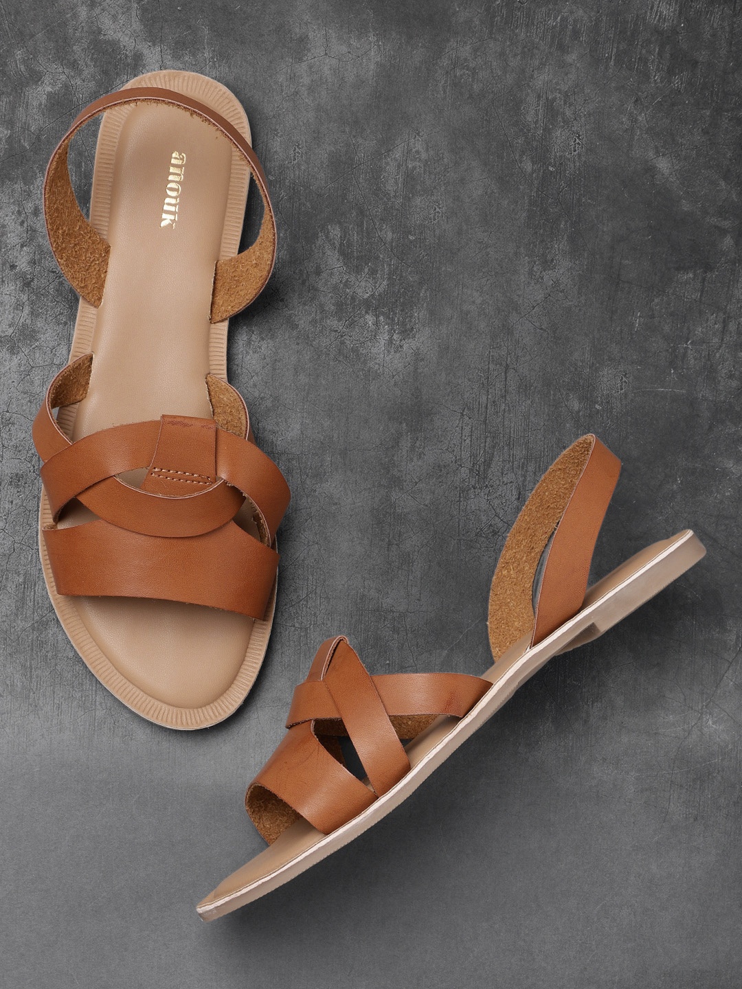 

Anouk Women Tan Solid Open Toe Flats