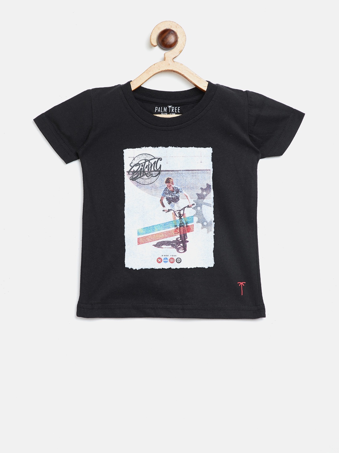 

Palm Tree Boys Black Printed Round Neck Pure Cotton T-shirt