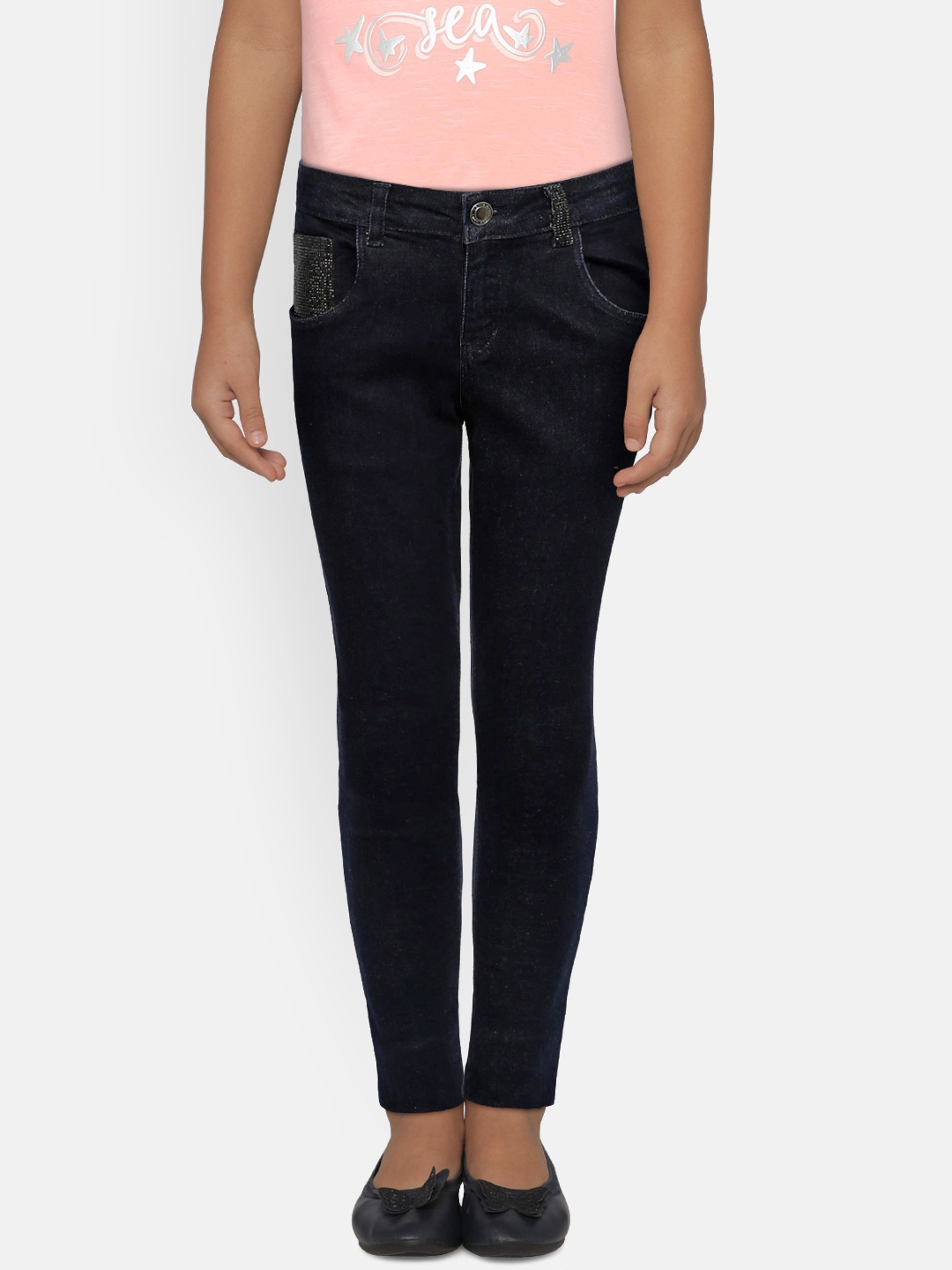 

Gini and Jony Girls Black Skinny Fit Mid-Rise Clean Look Stretchable Jeans