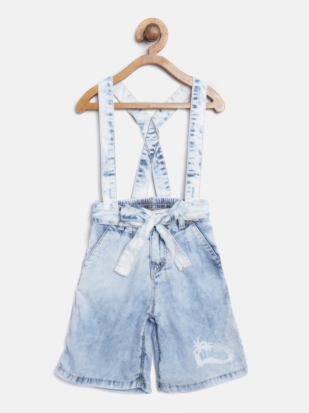 

Gini and Jony Girls Blue Washed Chambray Parallel Trousers with Suspenders