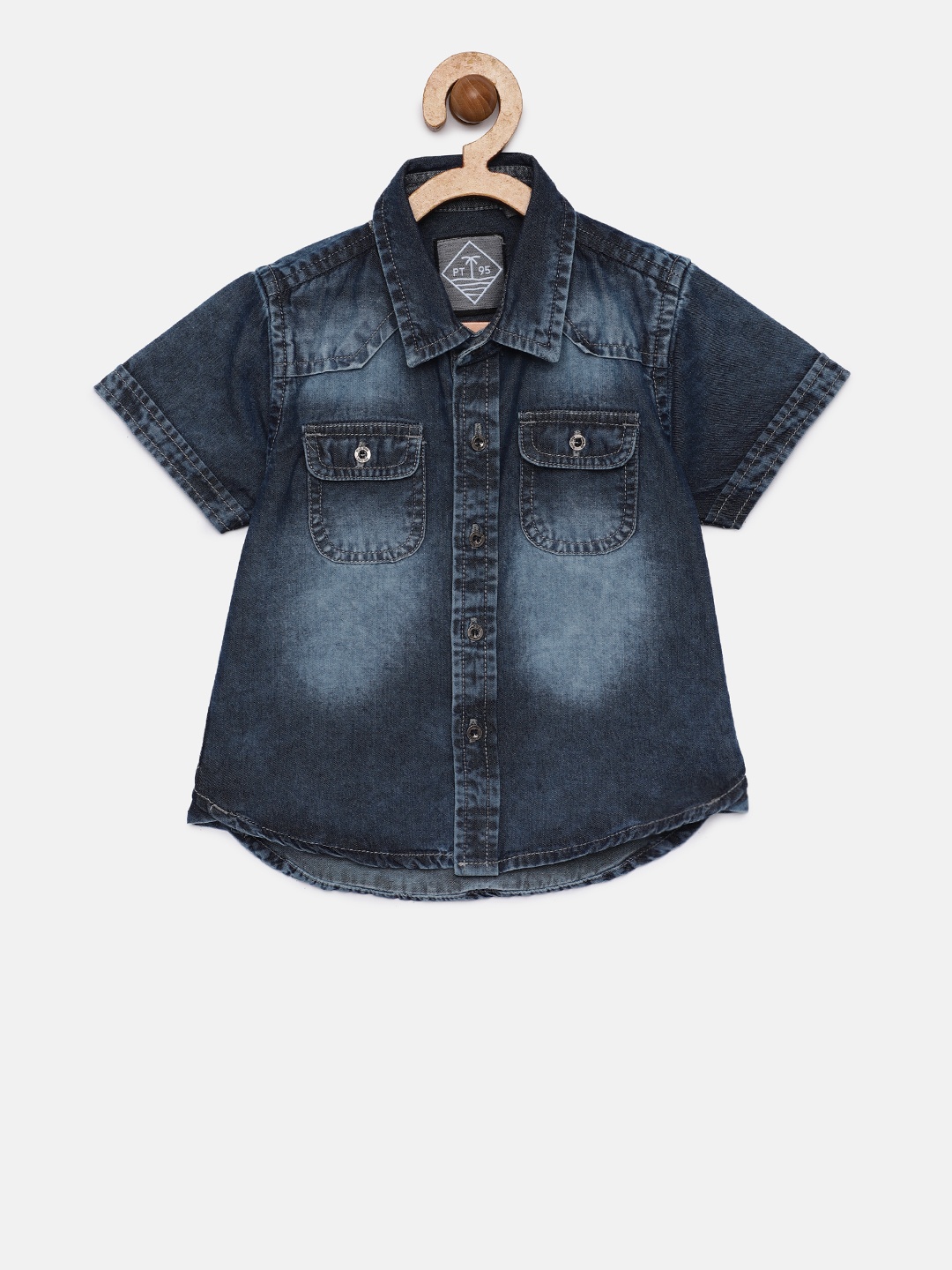 

Palm Tree Boys Blue Regular Fit Solid Casual Shirt
