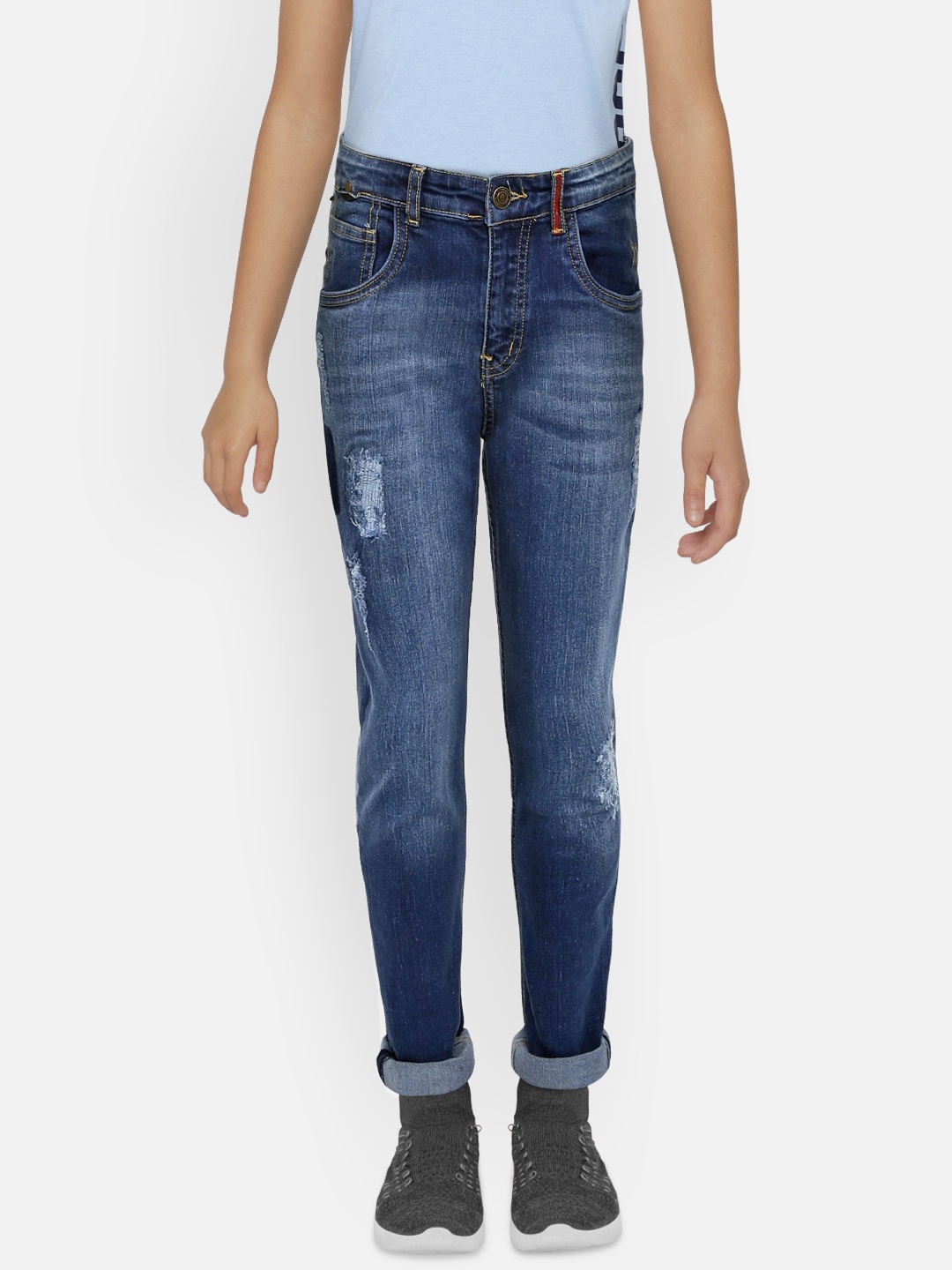 

Gini and Jony Boys Blue Slim Fit Mid-Rise Mildly Distressed Jeans