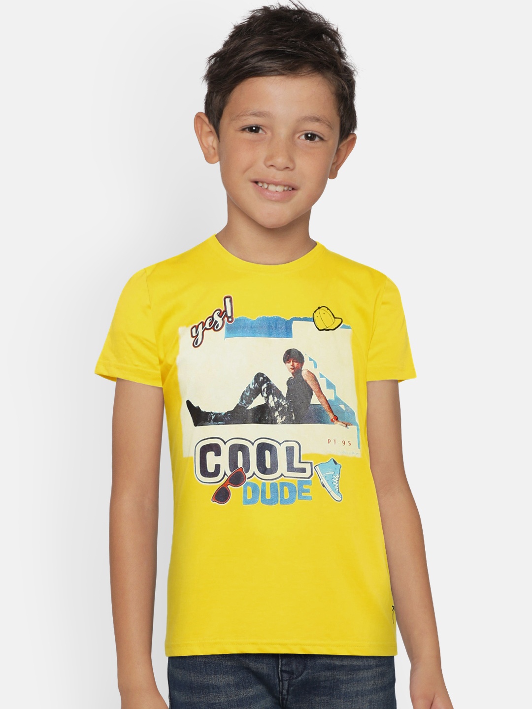 

Palm Tree Boys Yellow Printed Round Neck T-shirt
