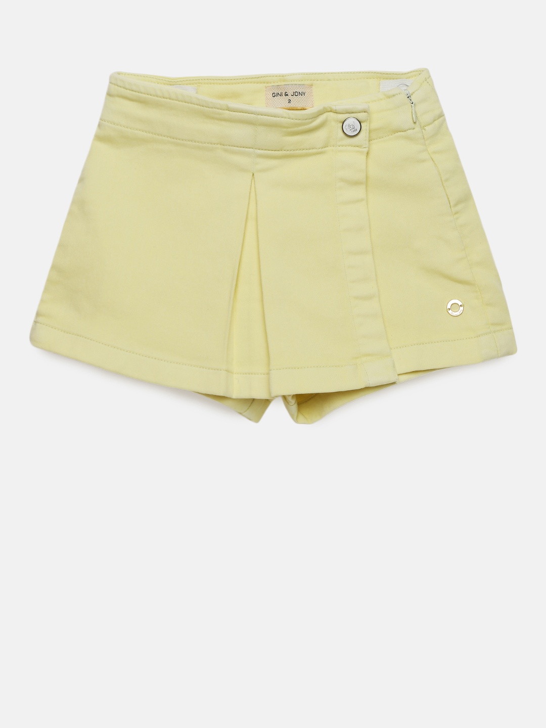 

Gini and Jony Girls Yellow Solid Skorts