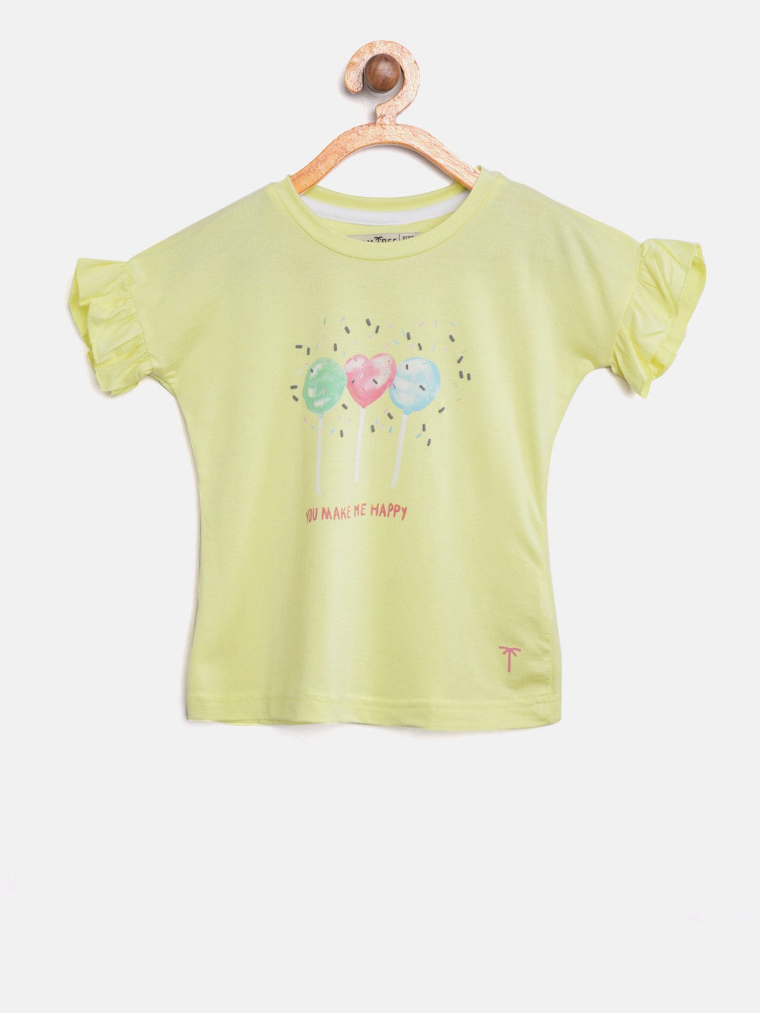 

Palm Tree Girls Yellow Printed Top