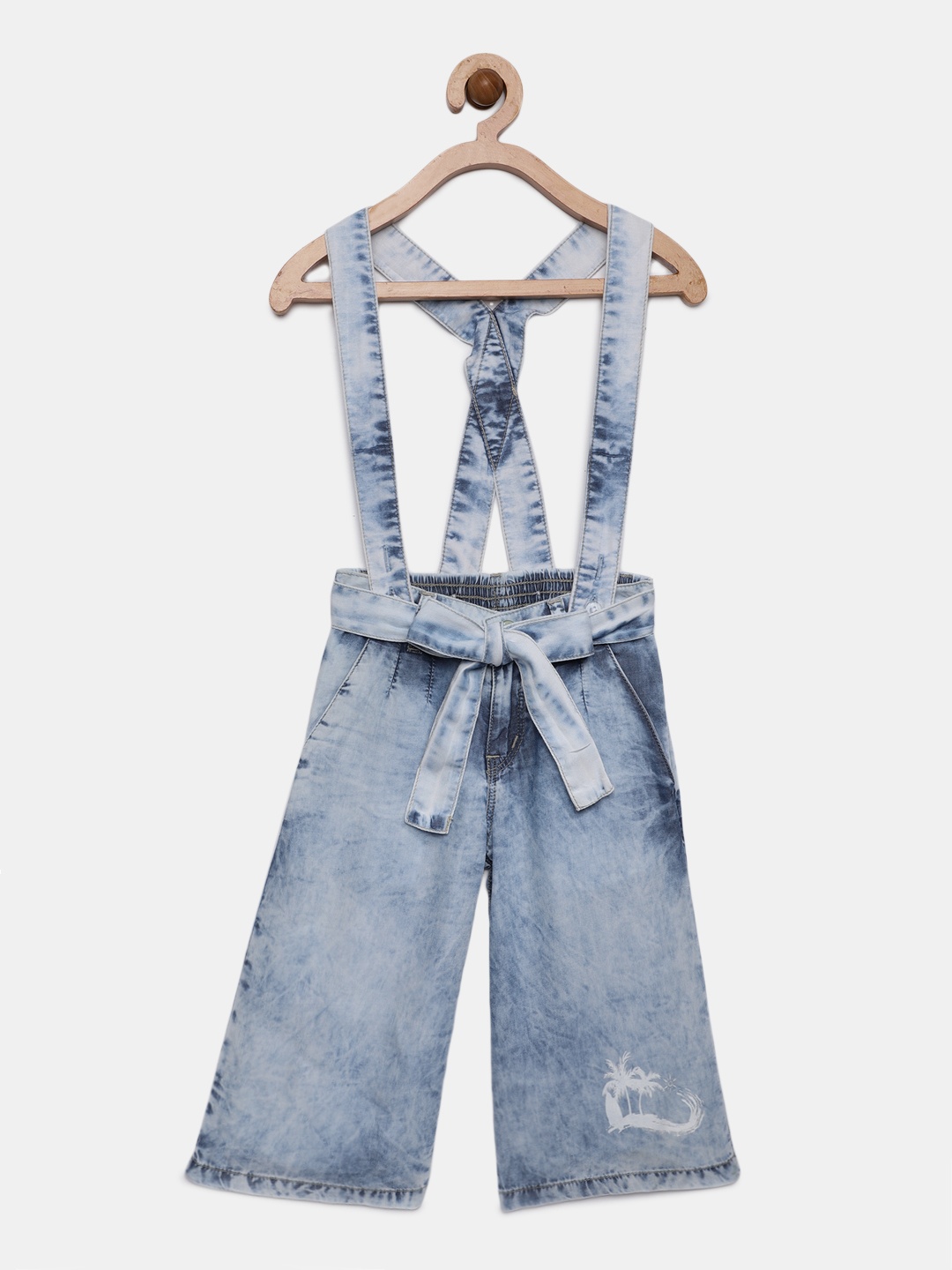 

Gini and Jony Girls Blue Solid Culottes With Suspender & Belt