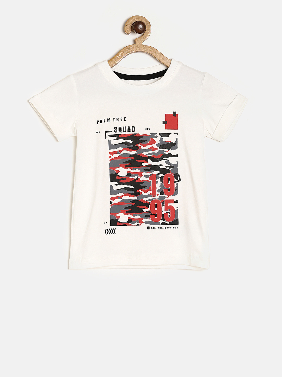 

Palm Tree Boys White & Red Printed Round Neck T-shirt