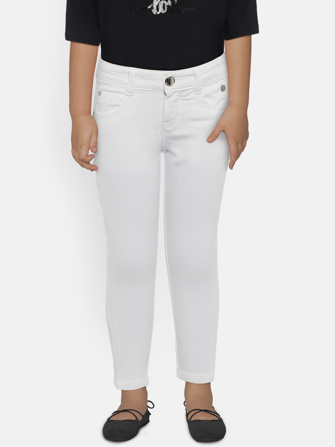 

Gini and Jony Girls White Skinny Fit Mid-Rise Clean Look Stretchable Jeans
