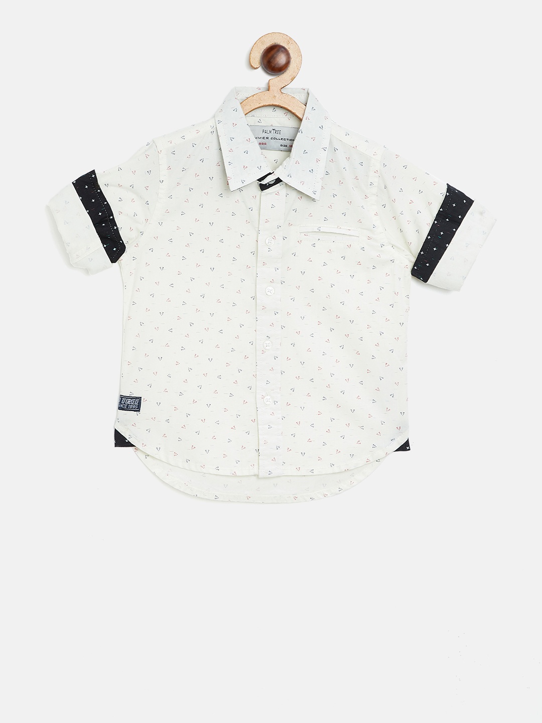 

Palm Tree Boys Off-White & Red Regular Fit Printed Casual Shirt
