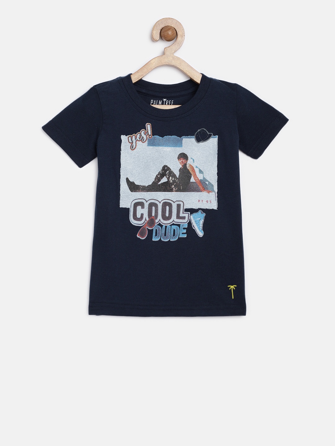

Palm Tree Boys Navy Blue Printed Round Neck Pure Cotton T-shirt