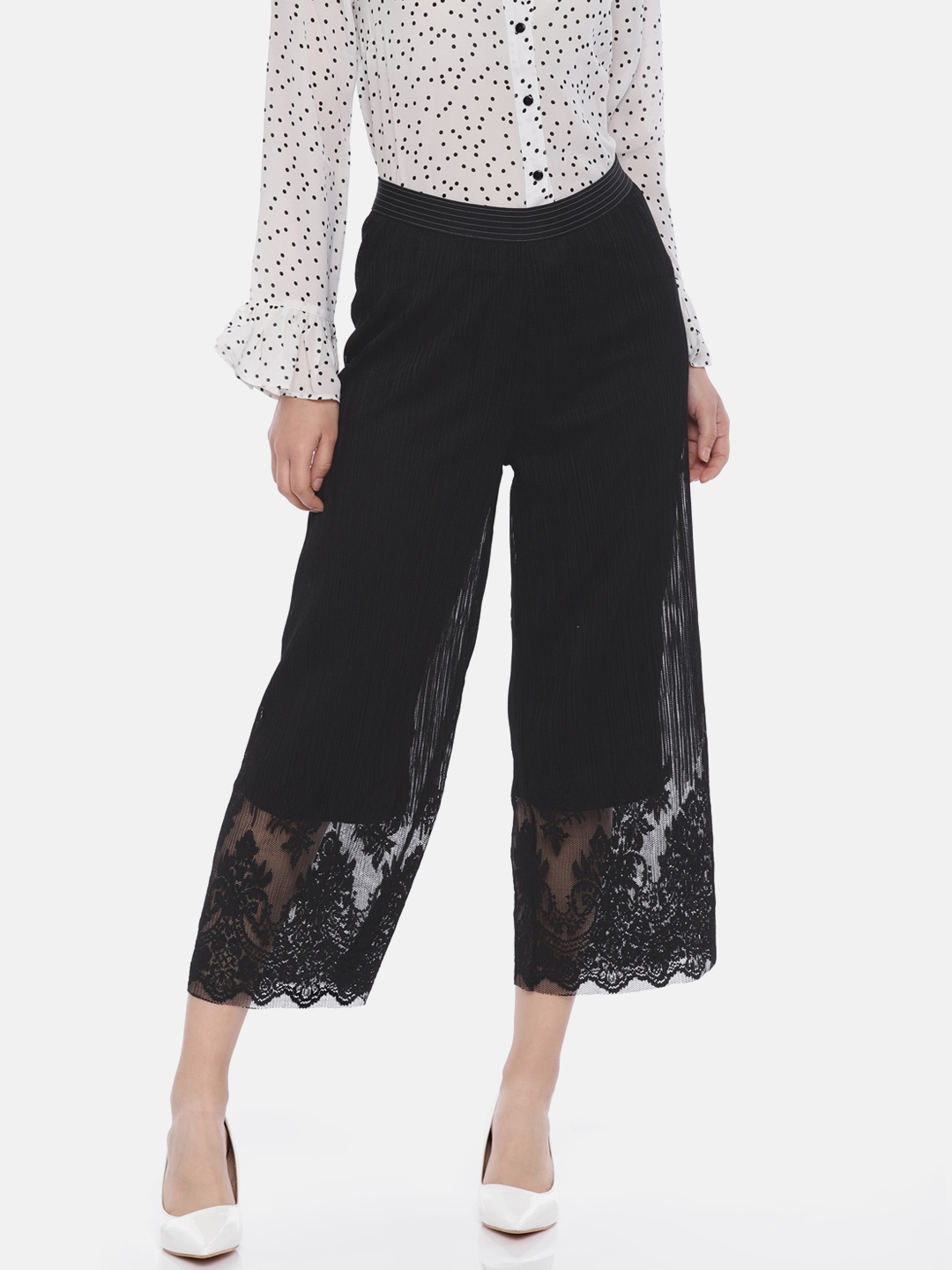 

CODE by Lifestyle Women Black Regular Fit Solid Cropped Regular Trousers
