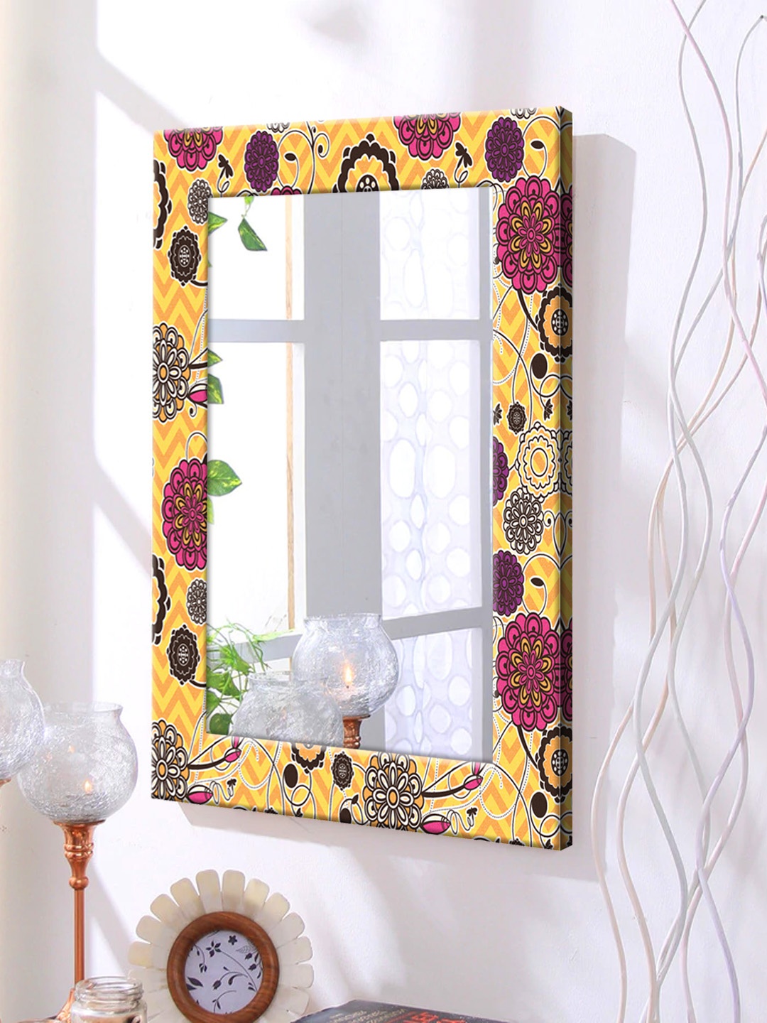 

999Store Yellow Framed Wall Mirror