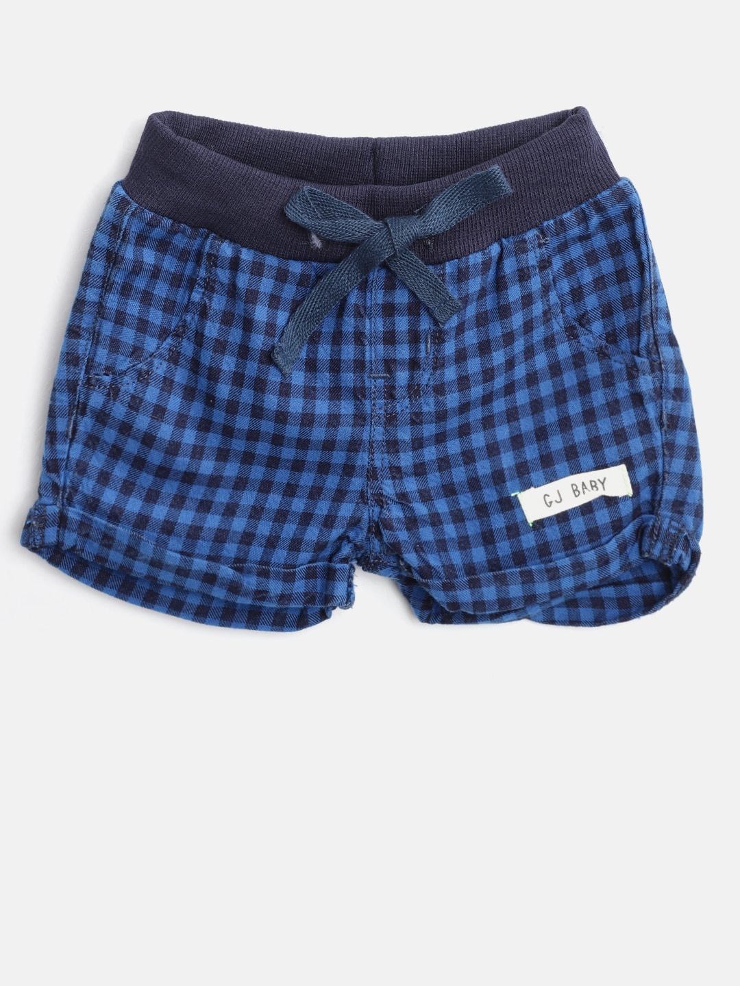 

Gini and Jony Boys Blue Checked Regular Fit Regular Shorts