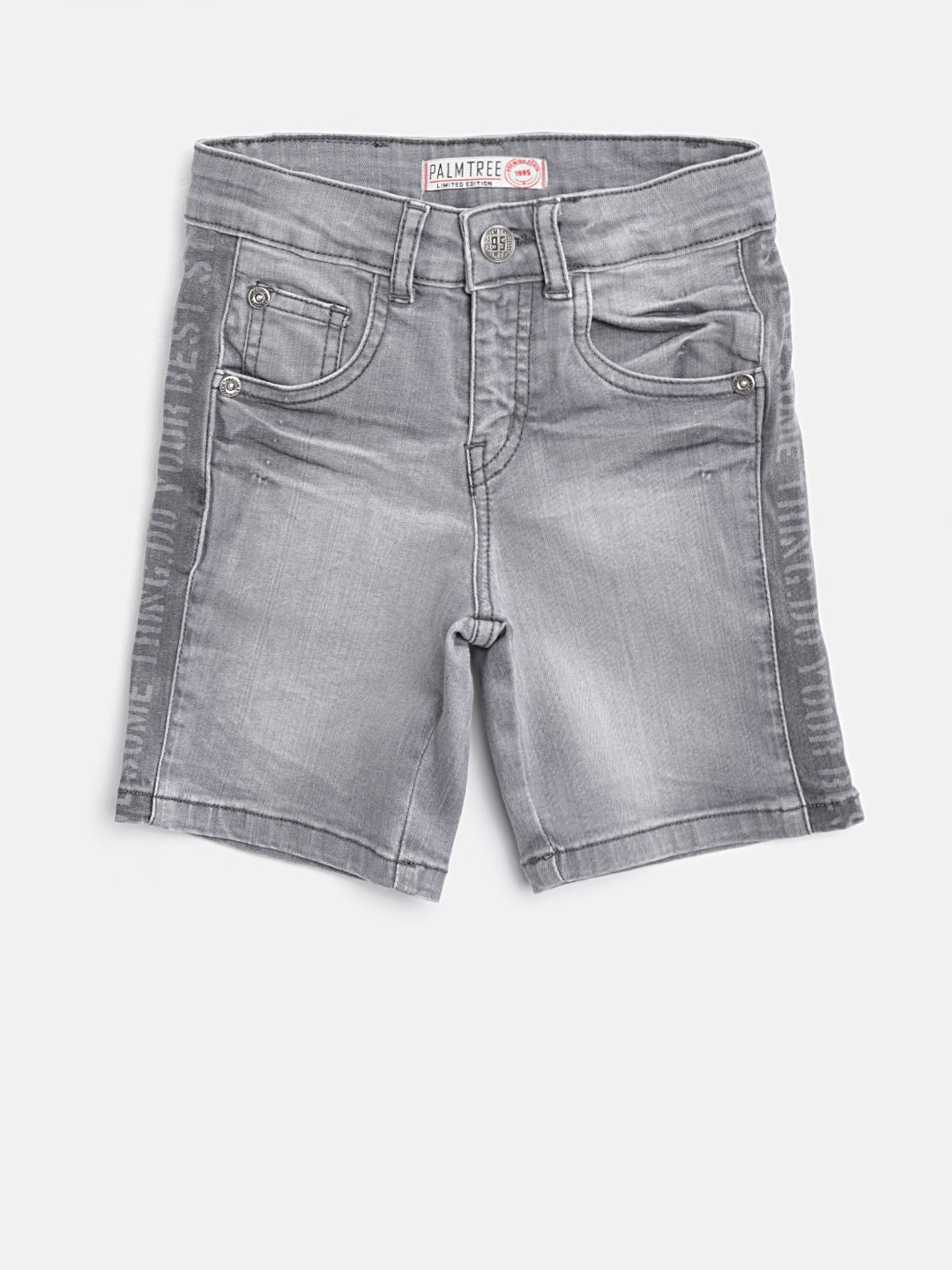 

Palm Tree Boys Grey Washed Regular Fit Denim Shorts