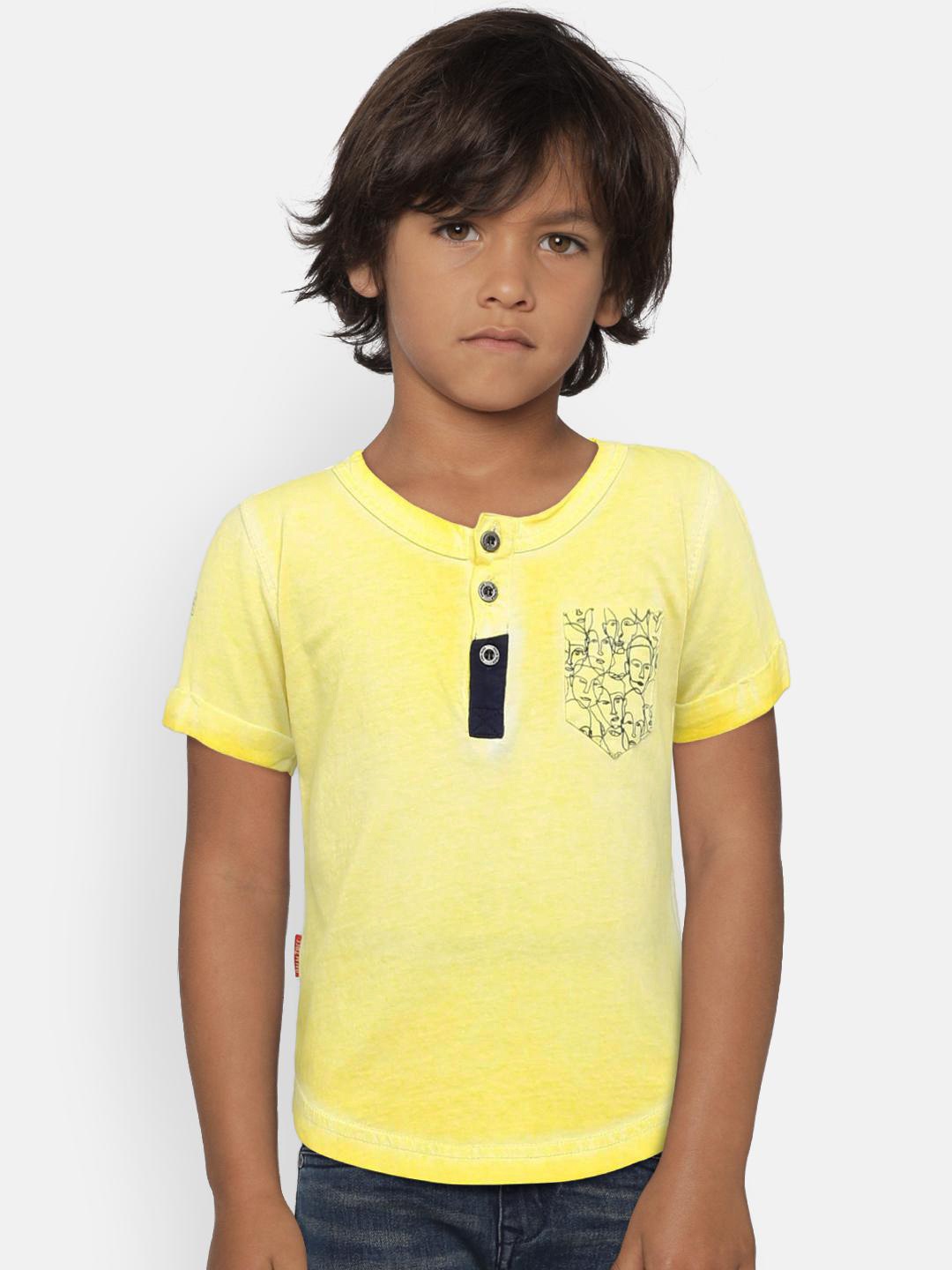 

Palm Tree Boys Yellow Solid Henley Neck T-shirt