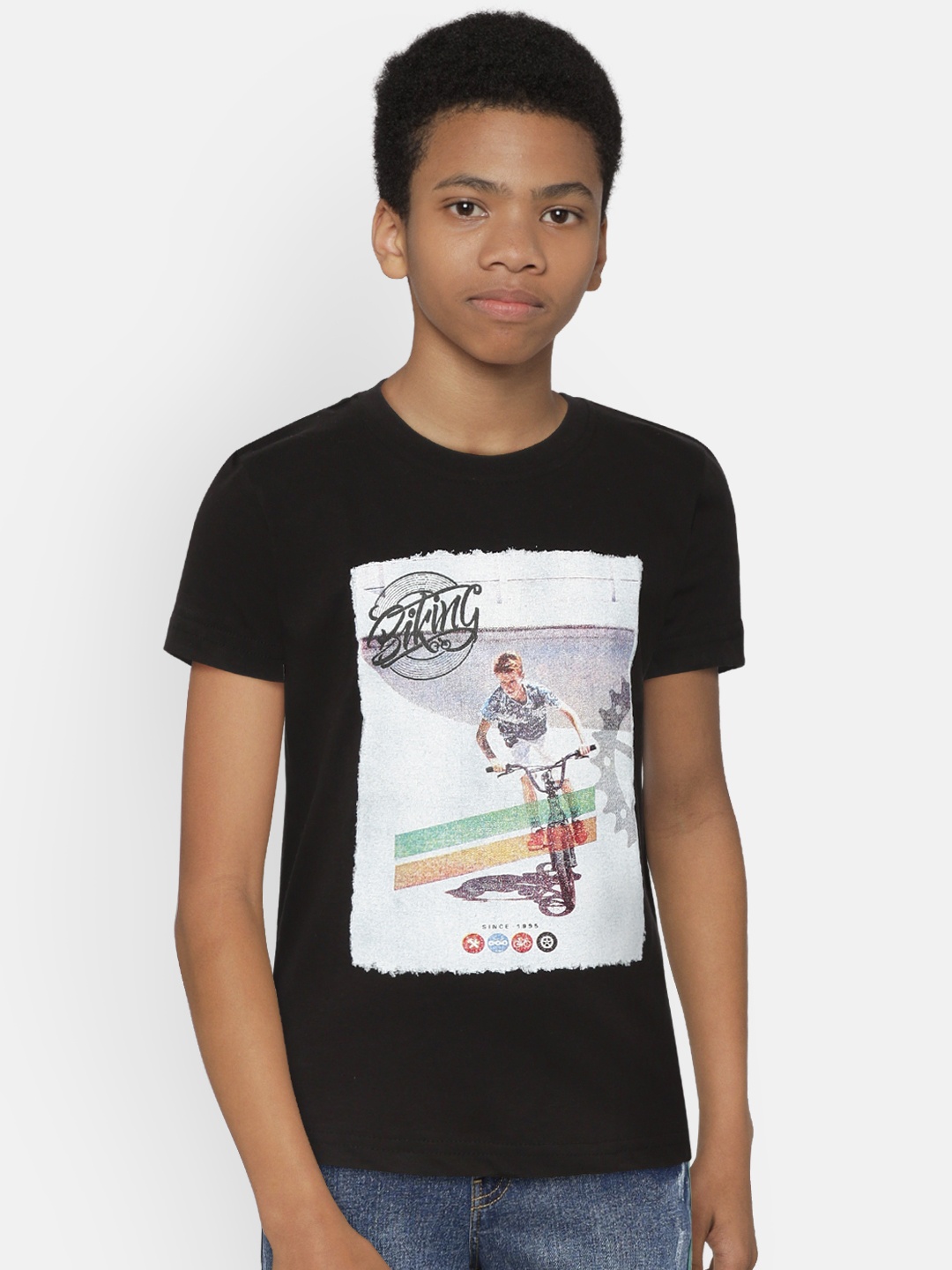 

Palm Tree Boys Black Printed Round Neck T-shirt