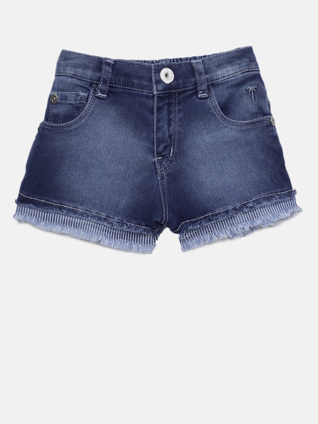 

Palm Tree Girls Blue Solid Regular Fit Denim Shorts