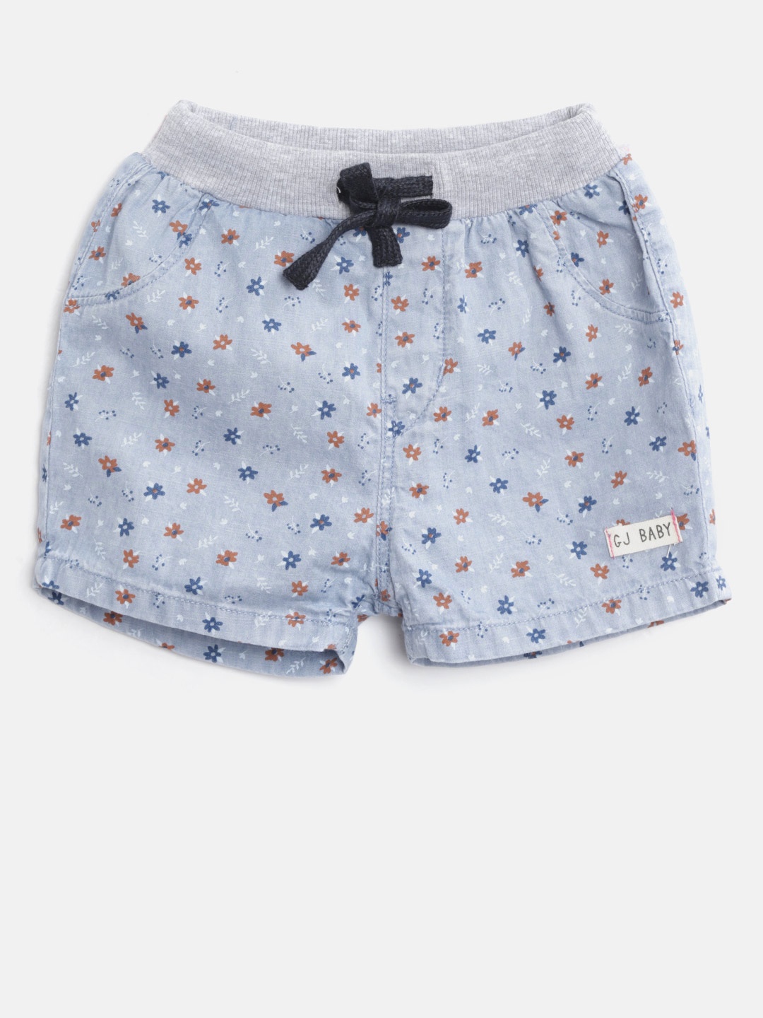 

Gini and Jony Girls Blue Floral Print Regular Fit Chambray Shorts