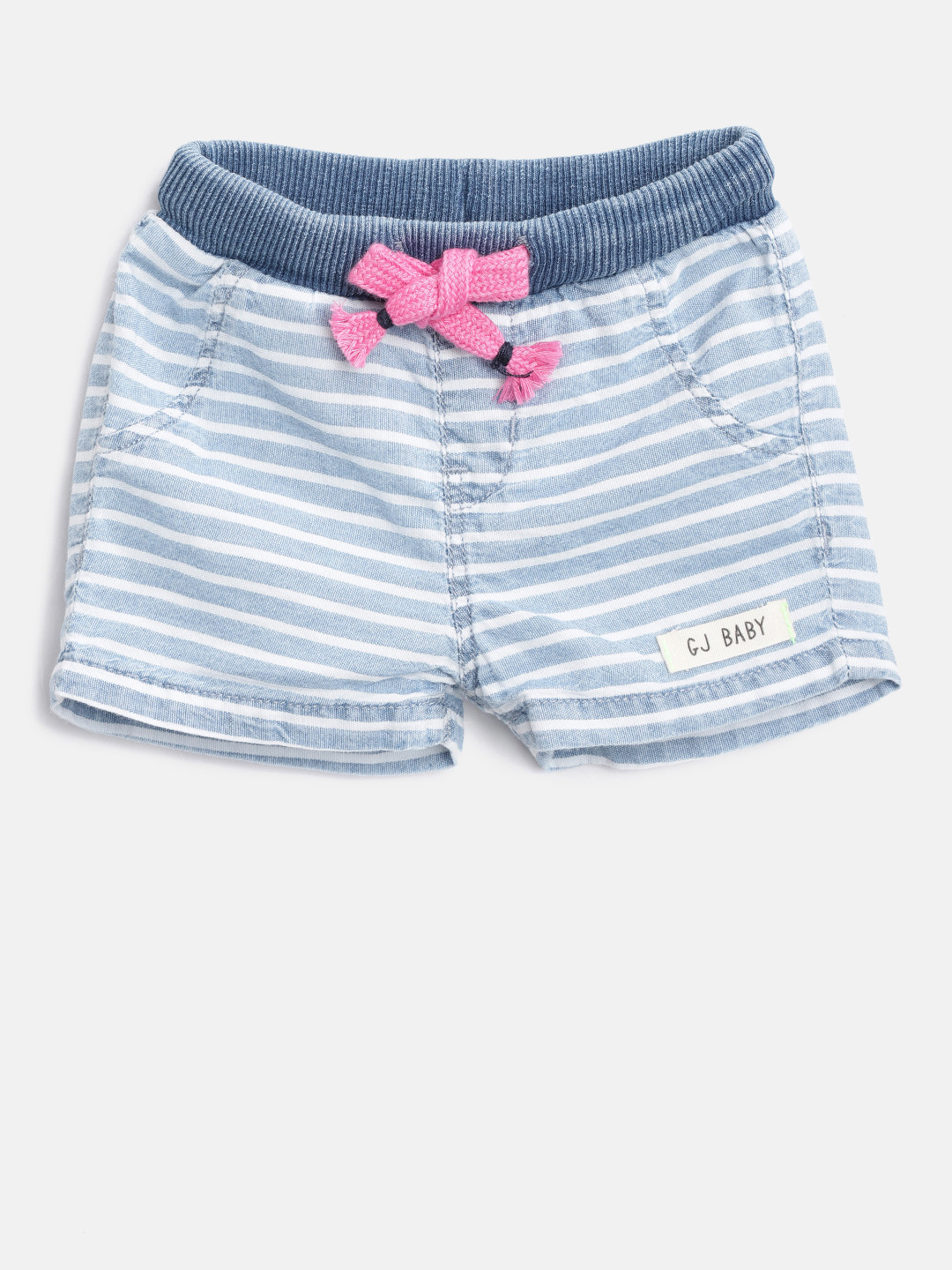 

Gini and Jony Girls Blue Striped Regular Fit Shorts
