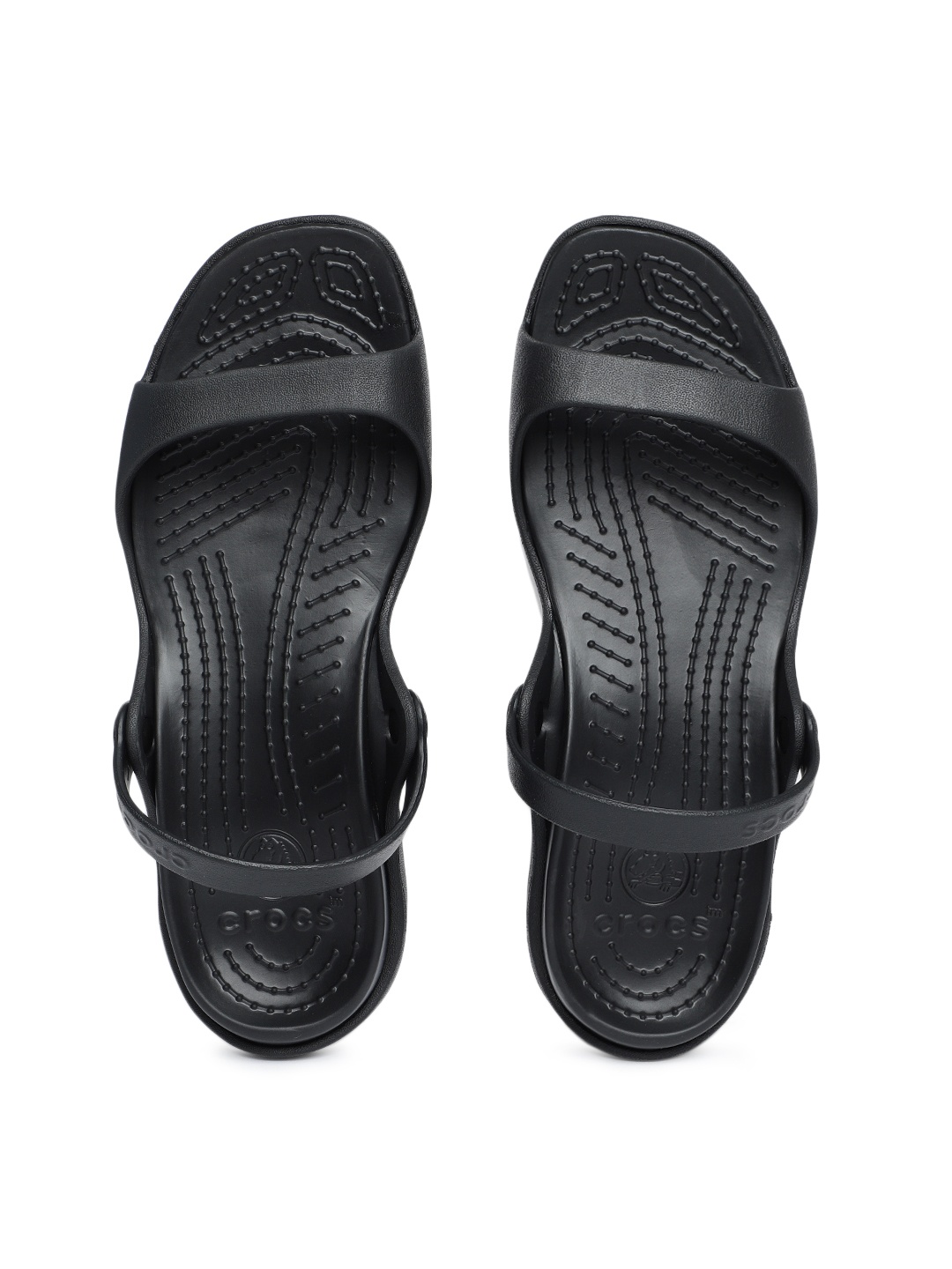 

Crocs Women Black Solid Synthetic Open Toe Flats