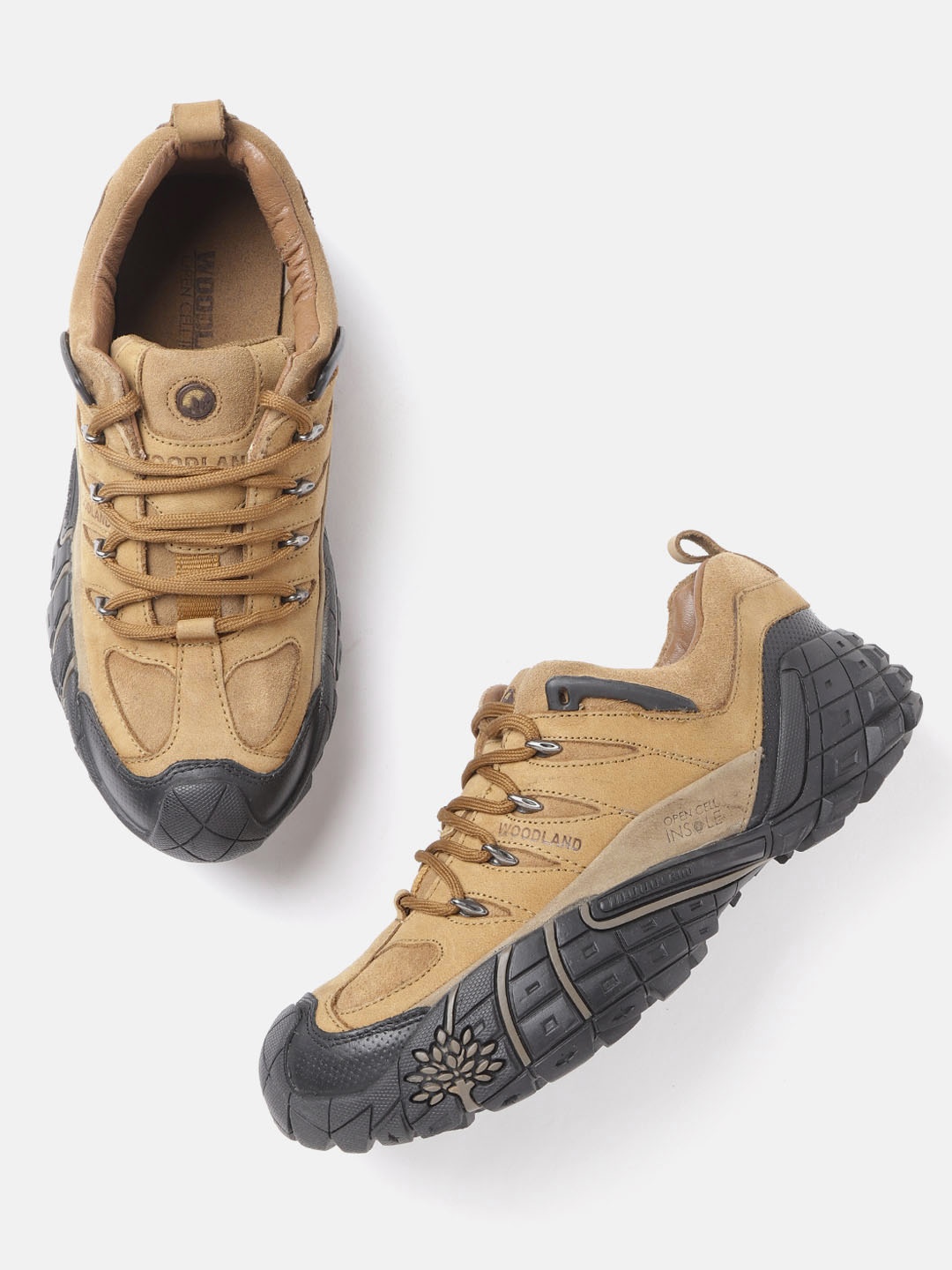 

Woodland Men Nubuck Trekking Shoes, Camel brown