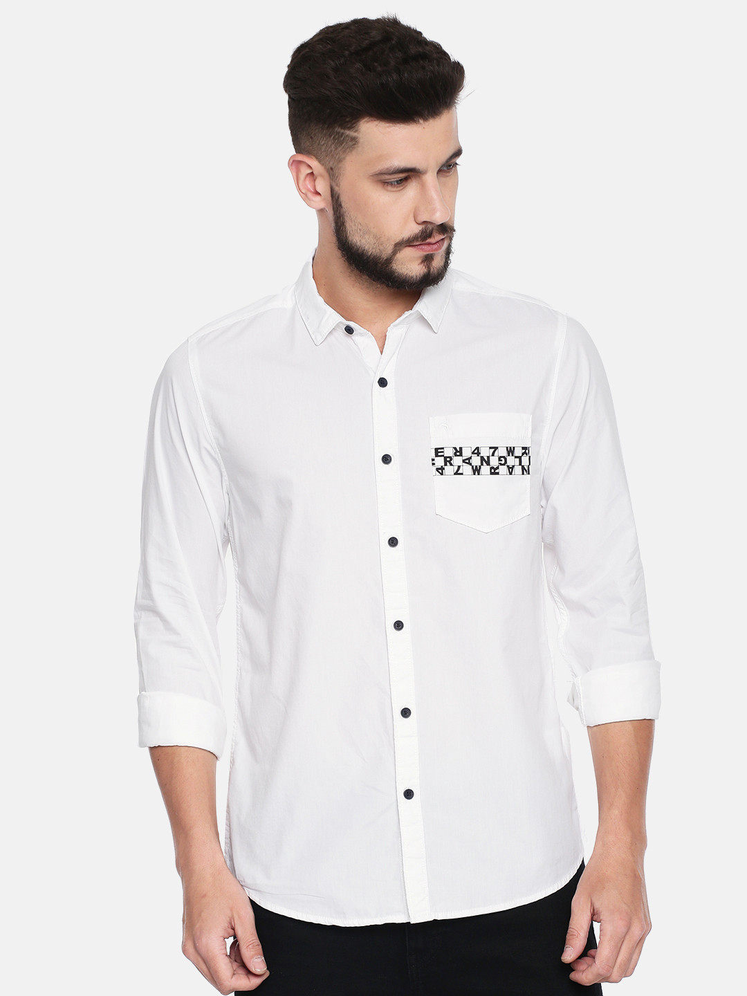 

Wrangler Men White Slim Fit Solid Casual Shirt