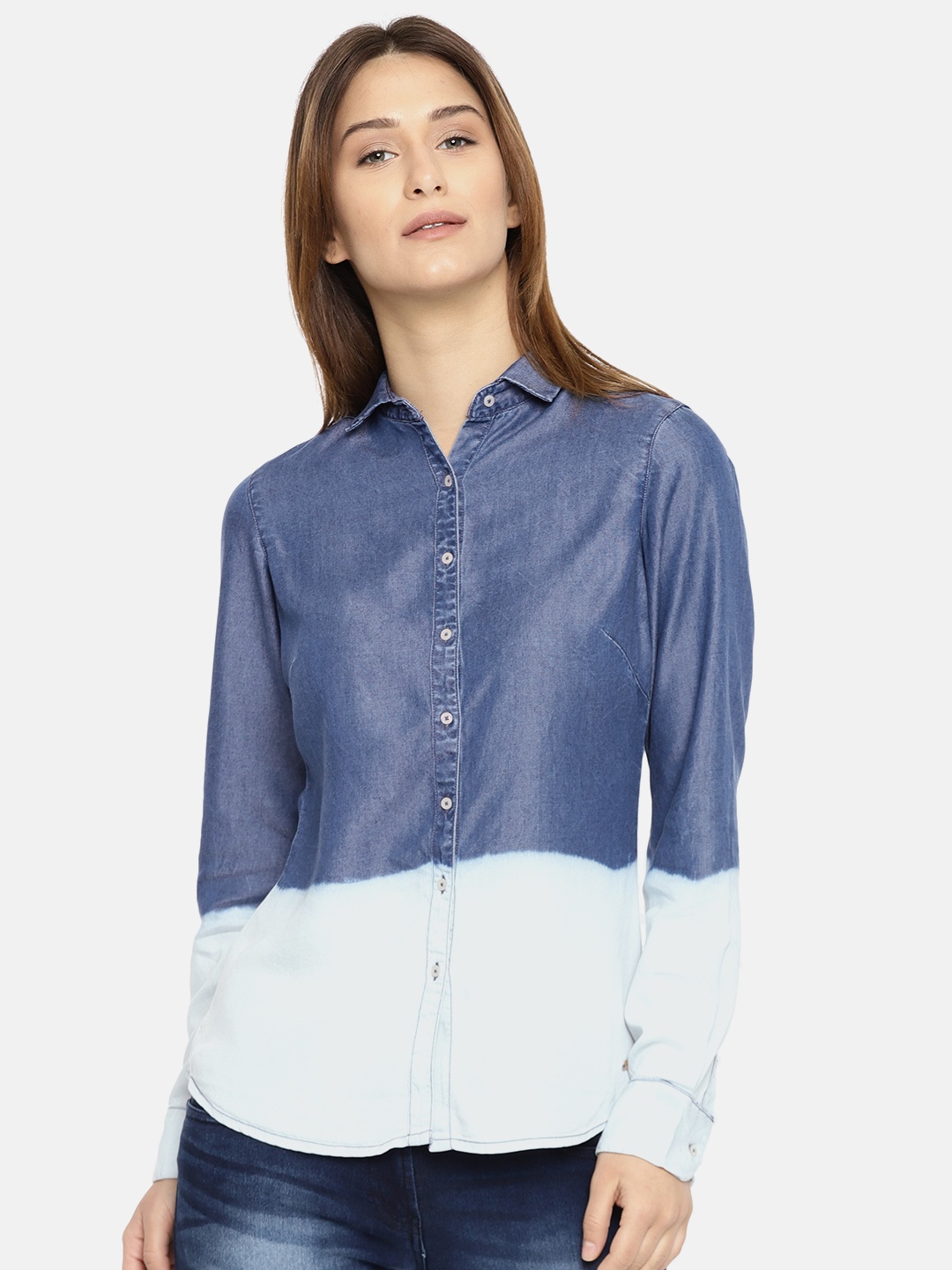 

Park Avenue Women Blue Dyed Chambray Shirt