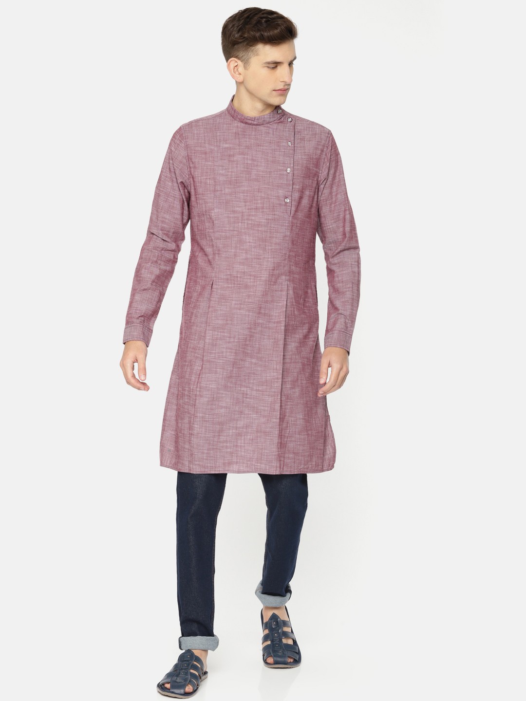 

Freehand Men Maroon Solid Straight Kurta
