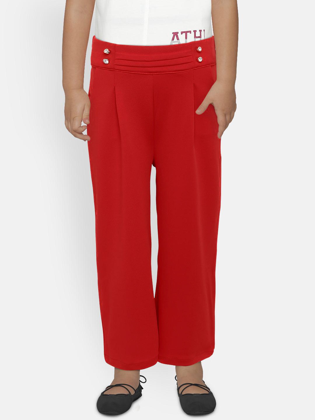 

Peppermint Girls Red RETRO FUSION Regular Fit Solid Culottes