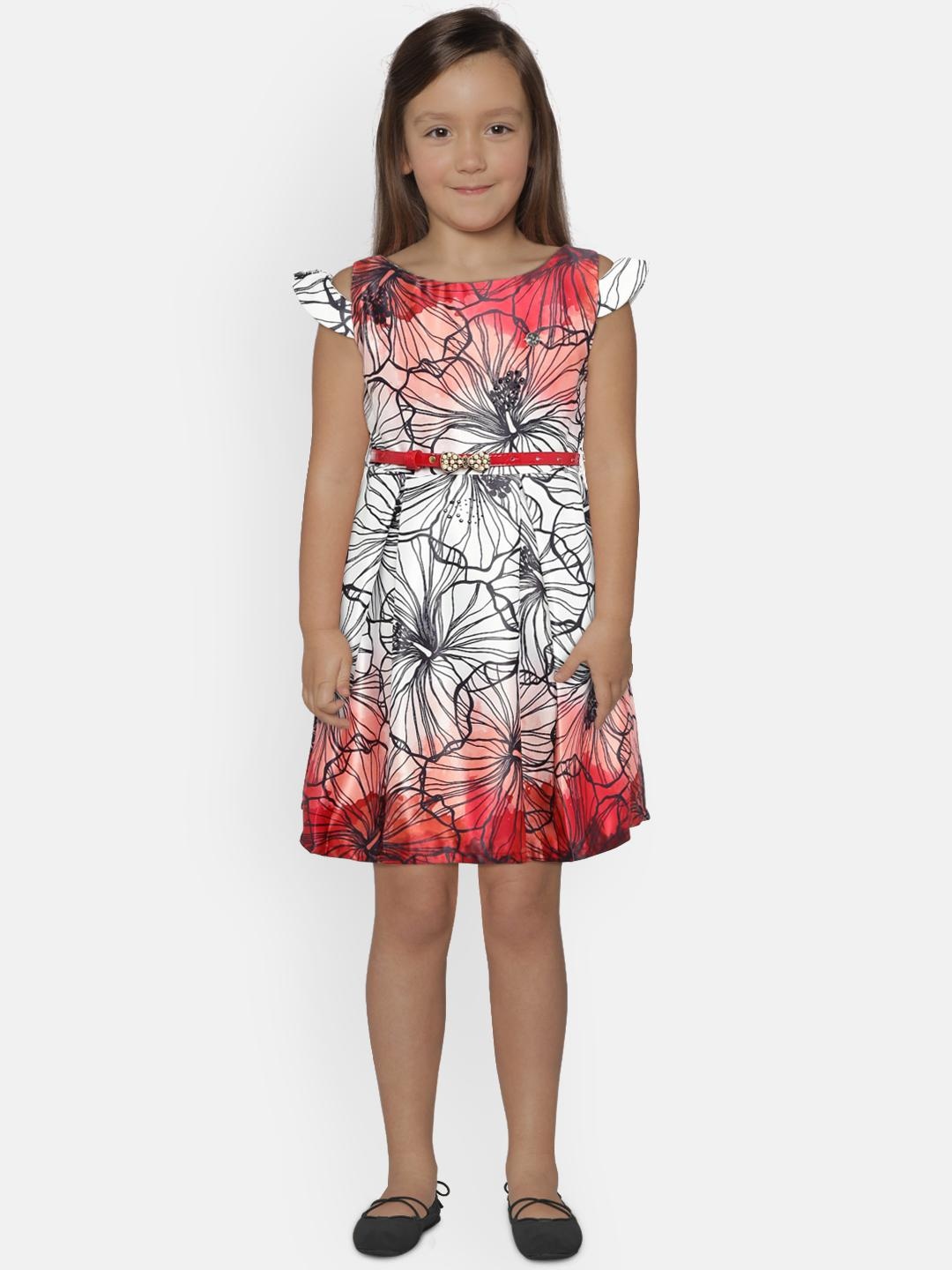 

Peppermint Girls Off-White & Red Printed Fit and Flare Dress