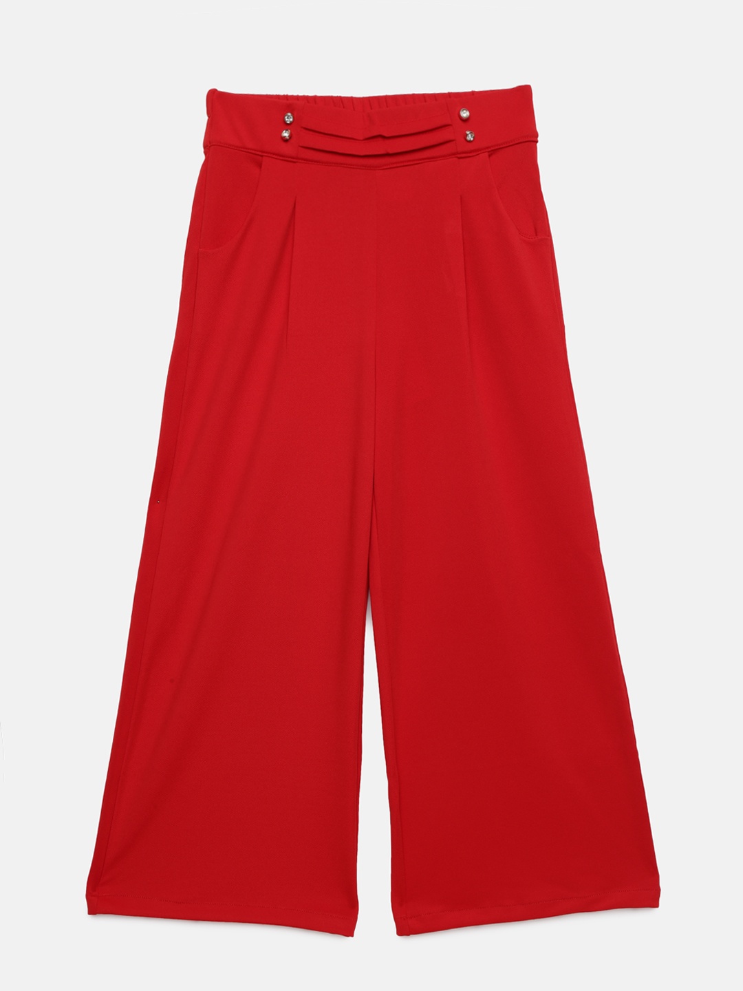 

Peppermint Girls Red Solid Straight Palazzos