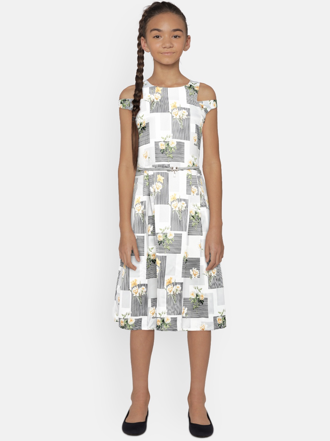

Peppermint Girls Grey Printed Fit and Flare Dress