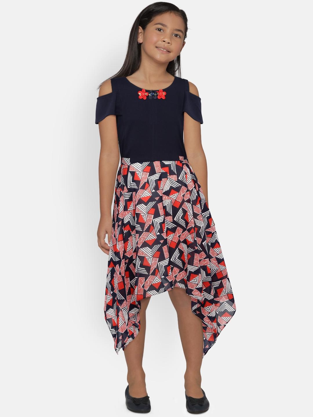 

Peppermint Girls Red Printed Fit and Flare Dress