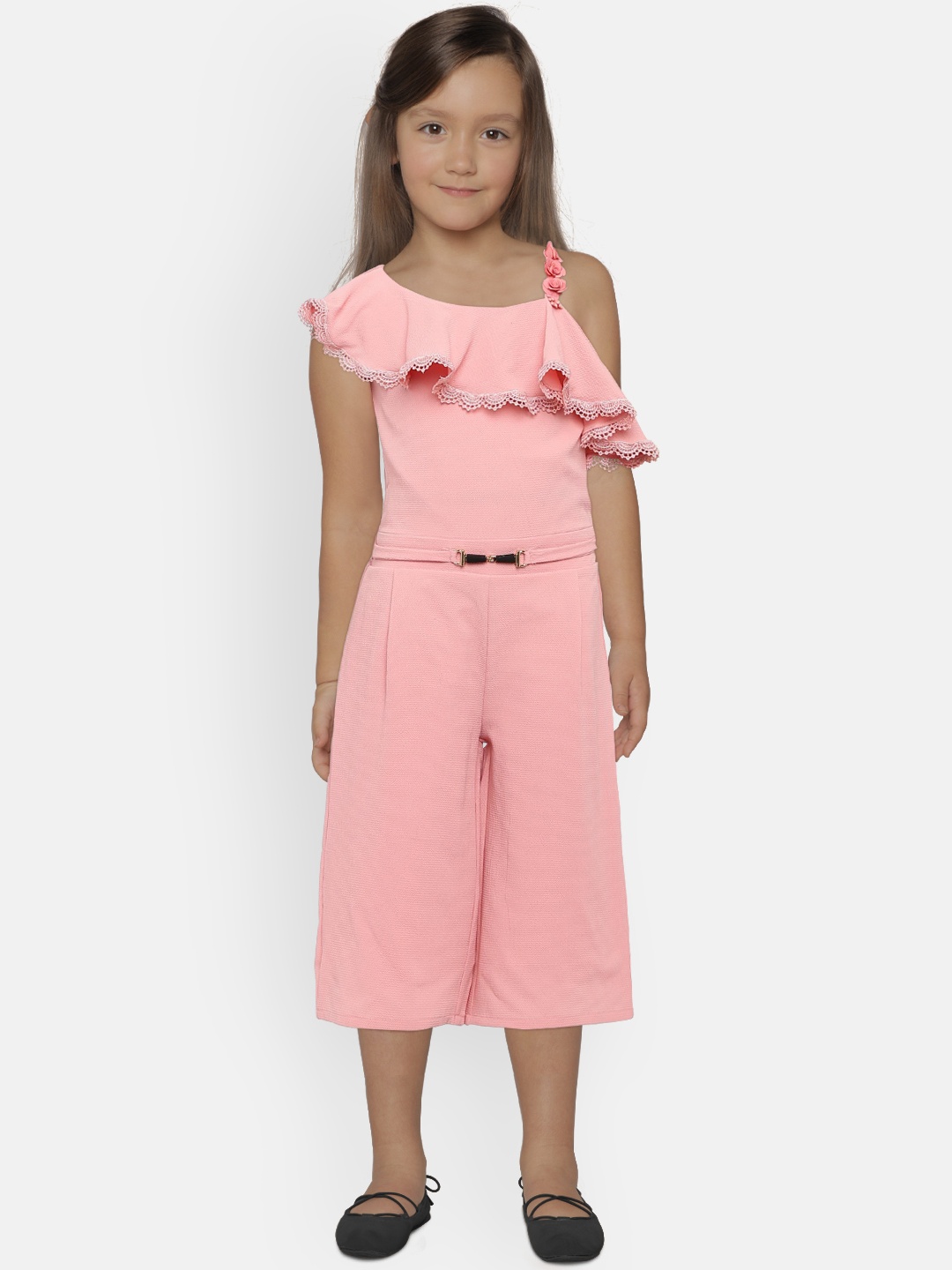 

Peppermint Peach-Coloured Solid Culotte Jumpsuit