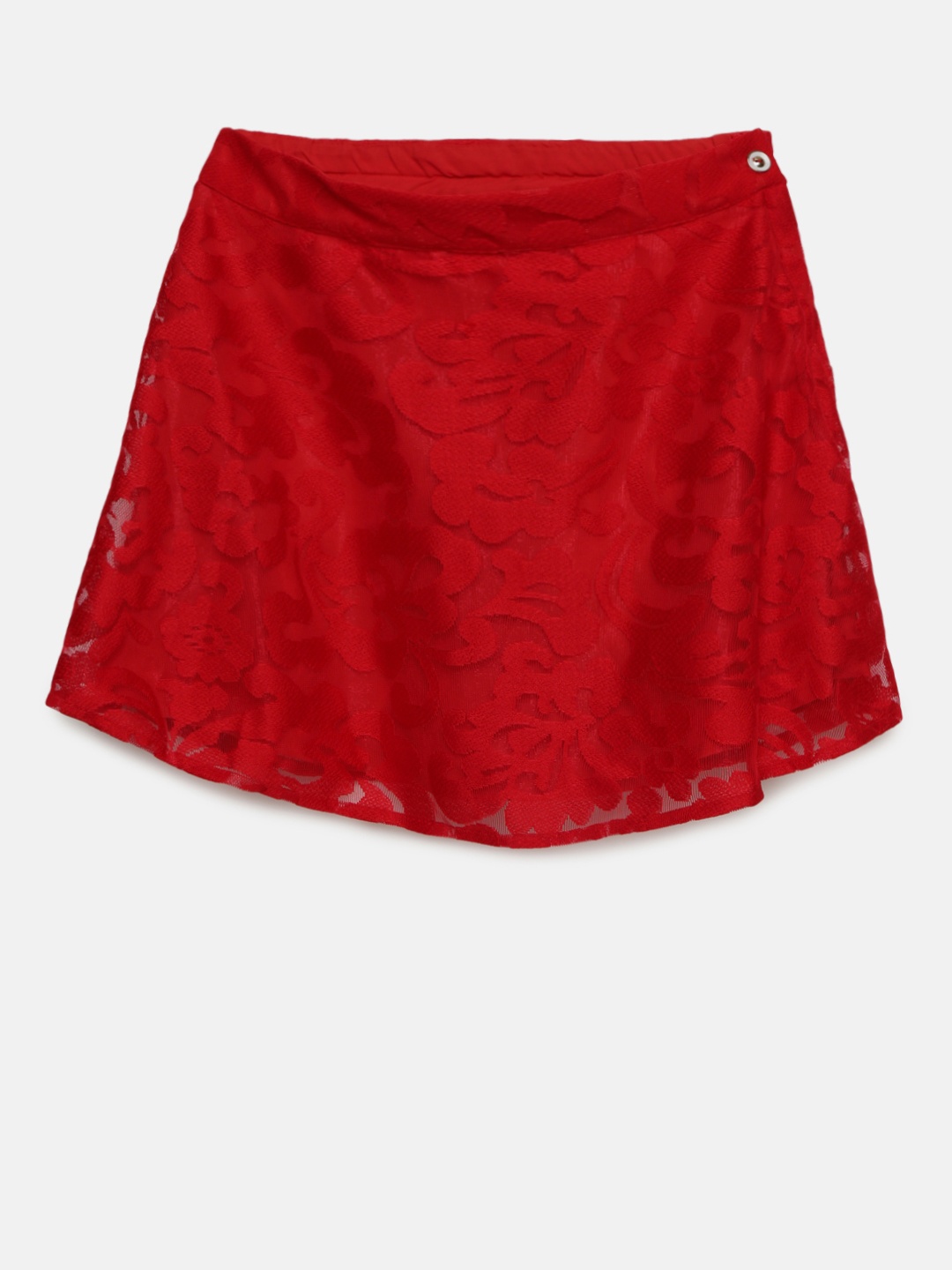 

Gini and Jony Girls Red Self-Design A-line Skirt