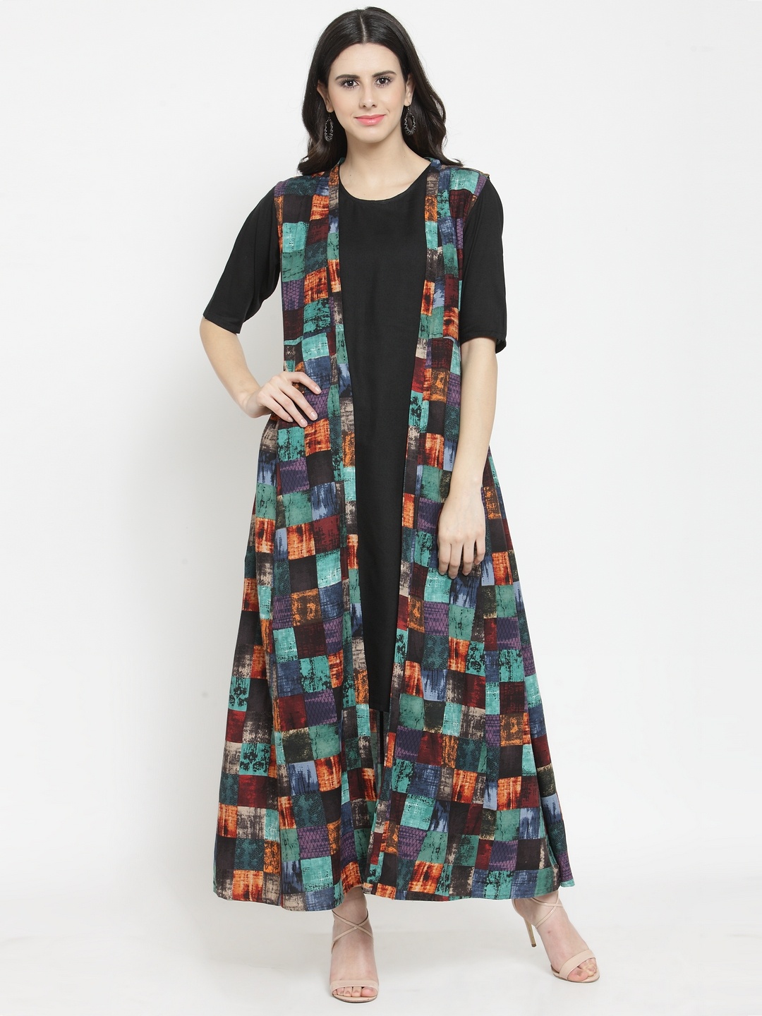 

Indibelle Women Multicoloured Printed A-Line Kurta, Multi