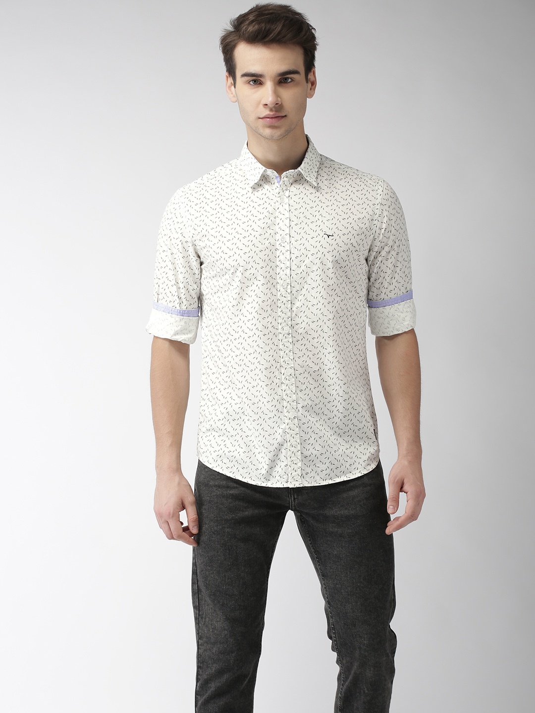 

Flying Machine Men White Regular Fit Printed Casual Shirt