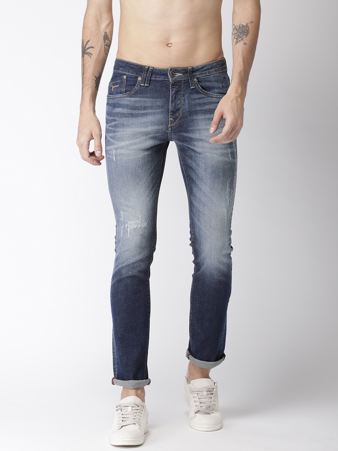 

Flying Machine Men Blue Michael Slim Fit Mid-Rise Mildly Distressed Stretchable Jeans