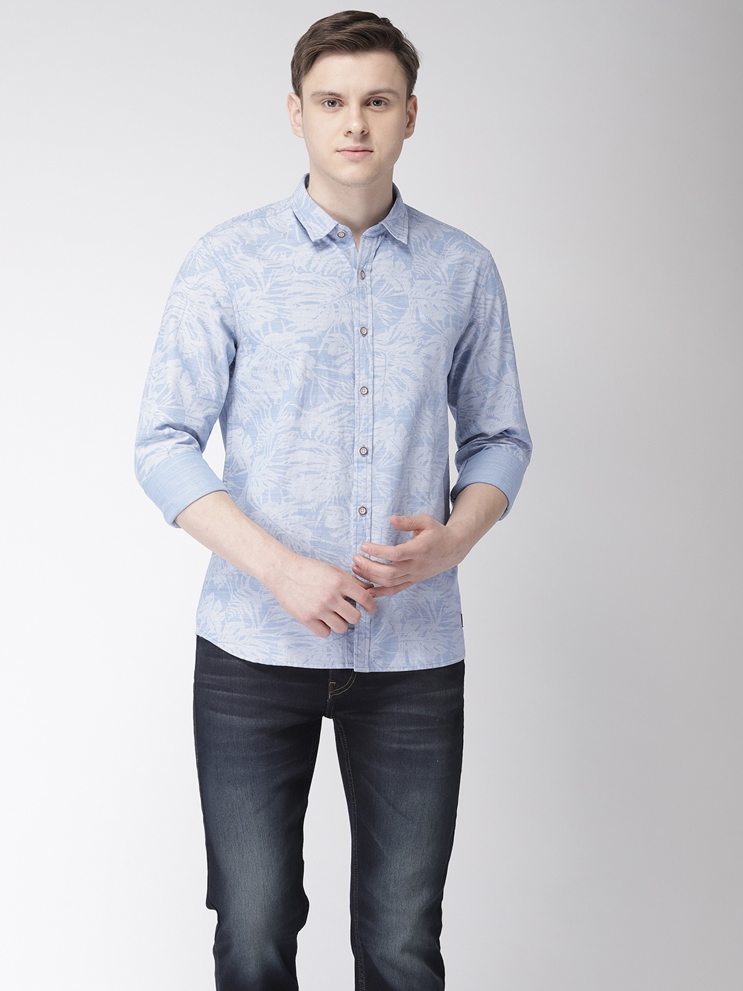 

Flying Machine Men Blue Nancy Regular Fit Printed Casual Shirt