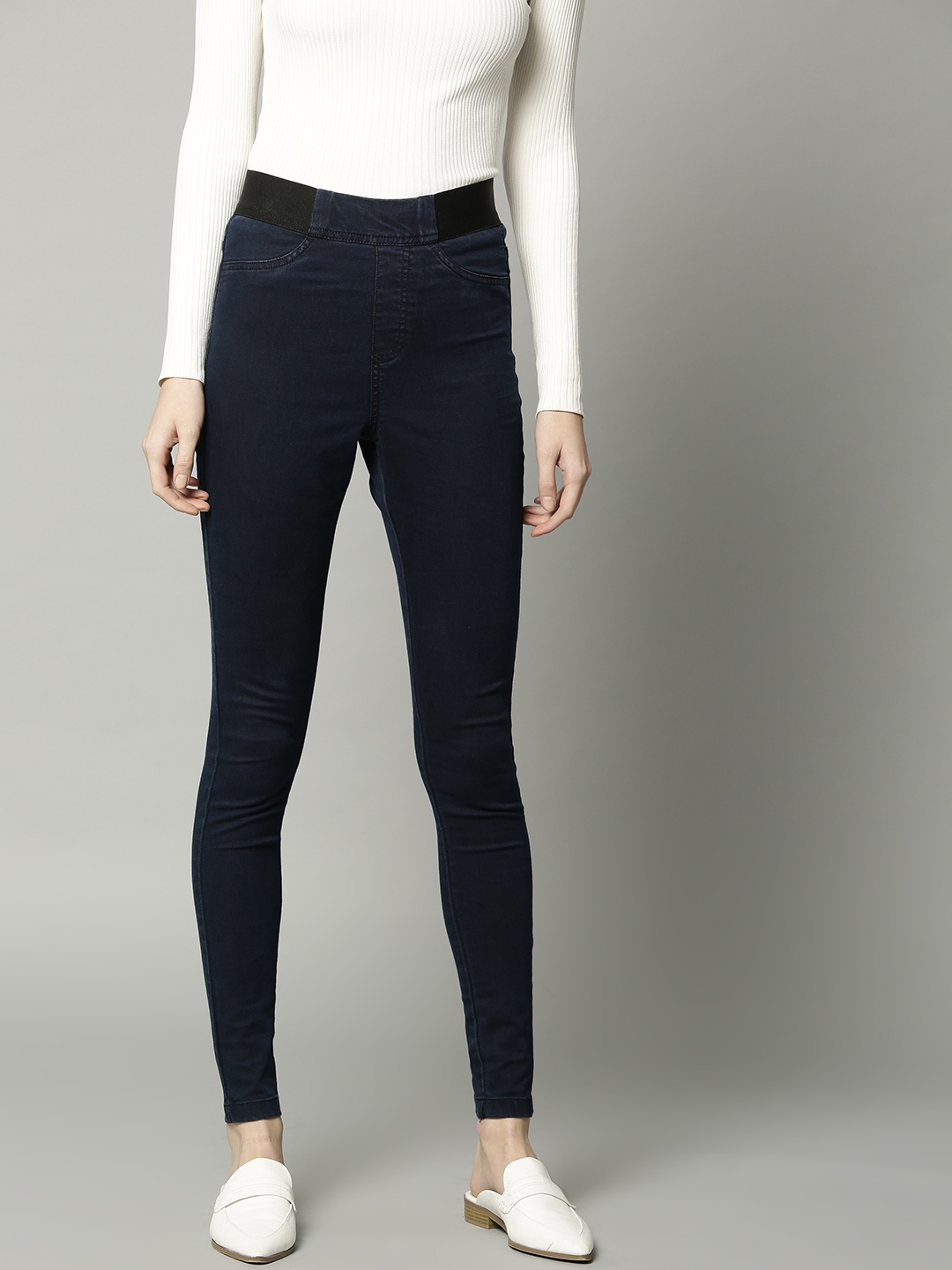 

Marks & Spencer Women Navy Blue Super Skinny Mid-Rise Solid Jeggings