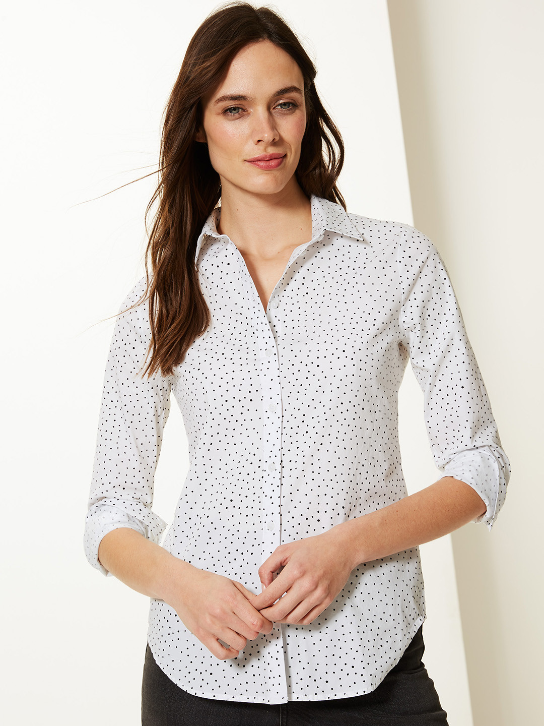 

Marks & Spencer Women White Regular Fit Printed Casual Shirt