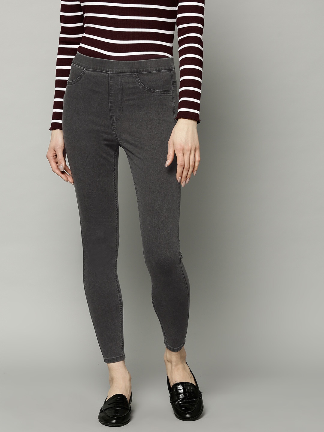 

Marks & Spencer Women Charcoal Grey Mid-Rise Clean Look Stretchable Jeggings