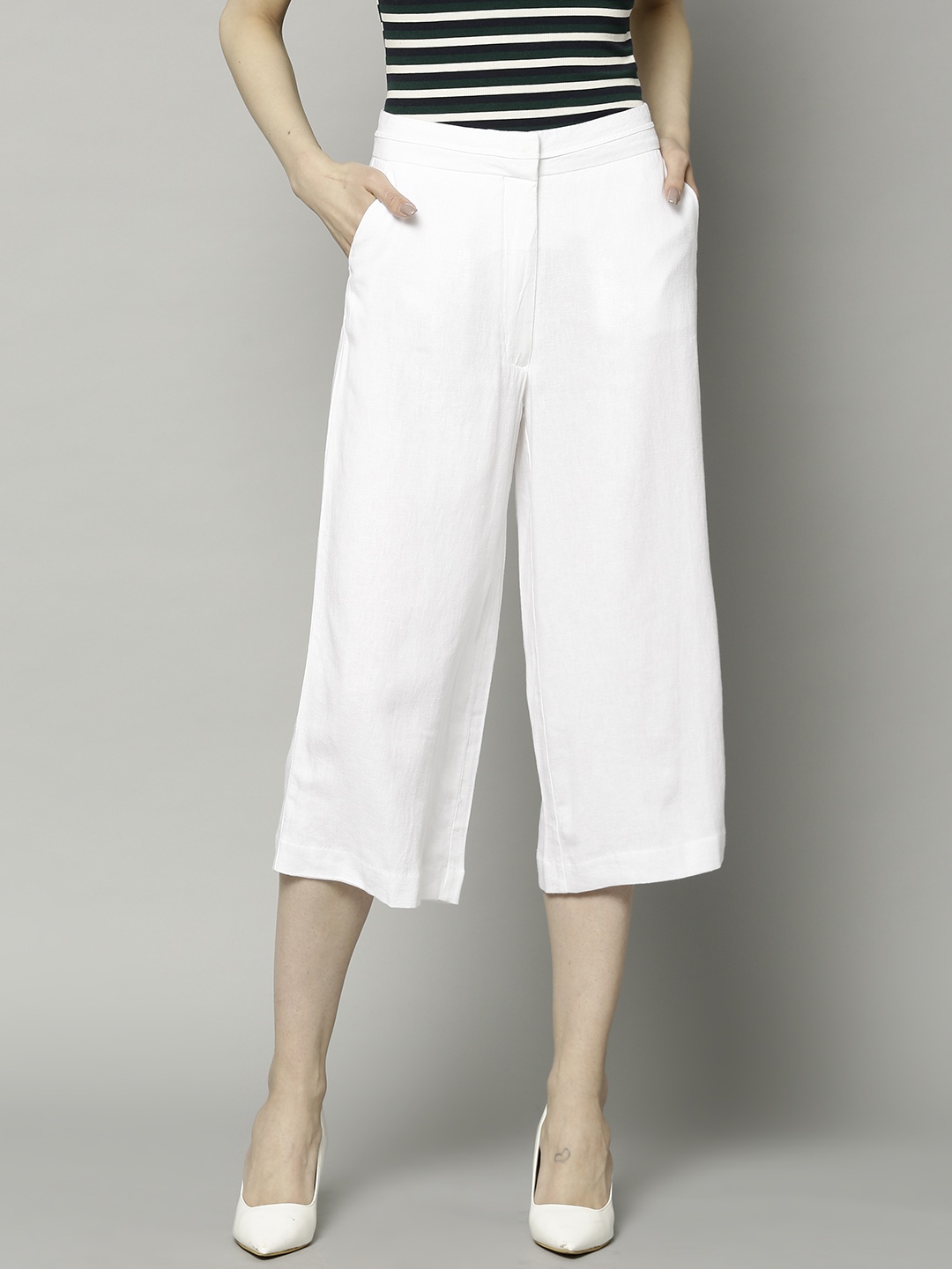 

Marks & Spencer Women White Regular Fit Solid Culottes