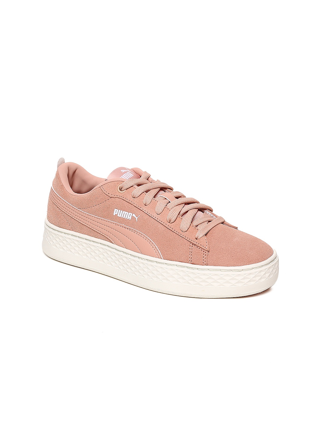 

Puma Women Peach-Coloured Smash Platform Suede Sneakers
