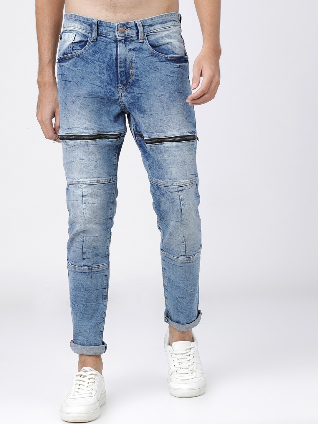 

LOCOMOTIVE Men Blue Tapered Fit Mid-Rise Clean Look Stretchable Jeans