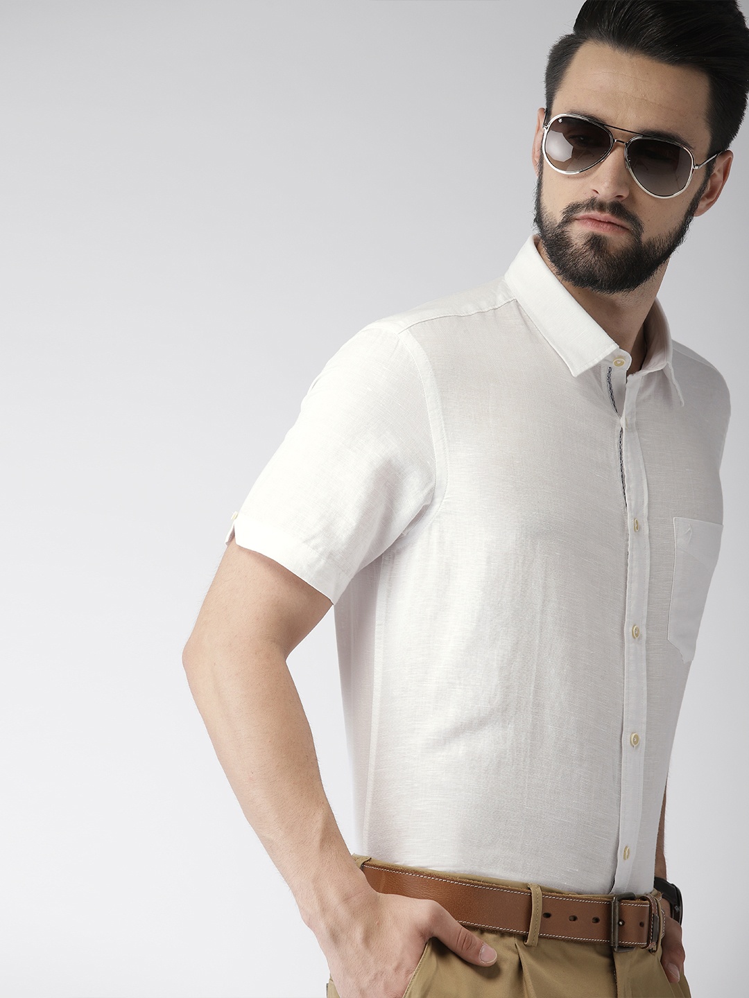 

Indian Terrain Men White Slim Fit Solid Smart Casual Shirt