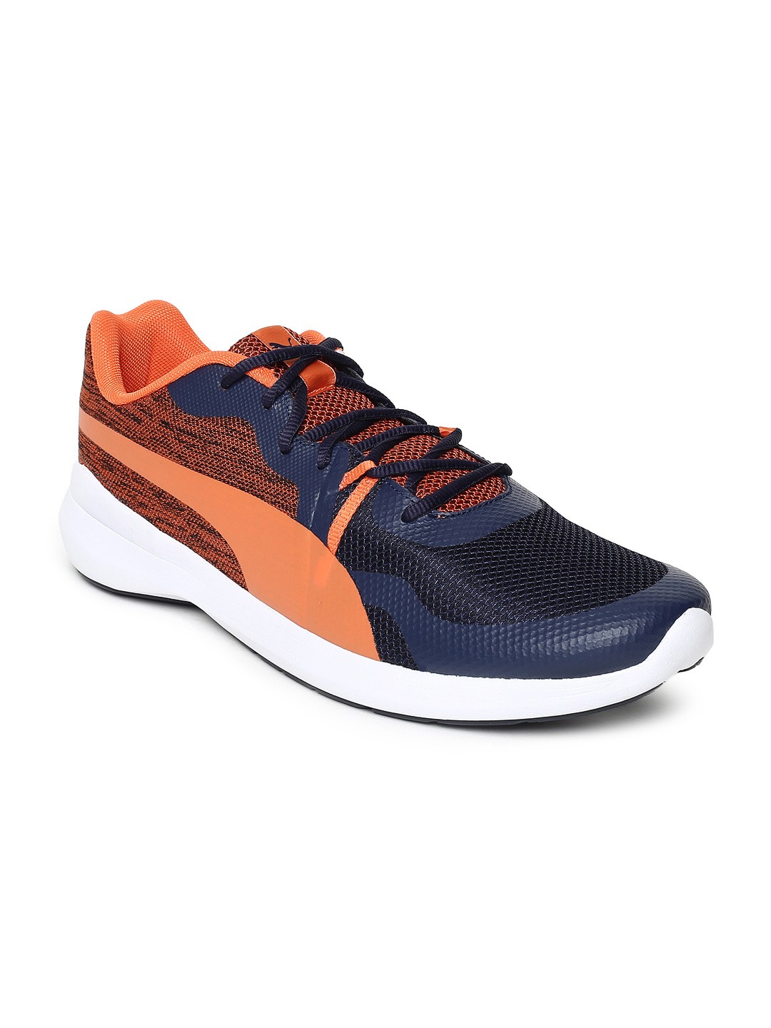 

Puma Men Navy Blue Coral Orange Pacer Wave Running Shoes
