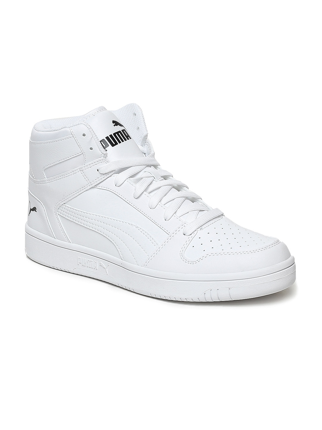 

Puma Men White Rebound LayUp SL Leather Mid-Top Sneakers