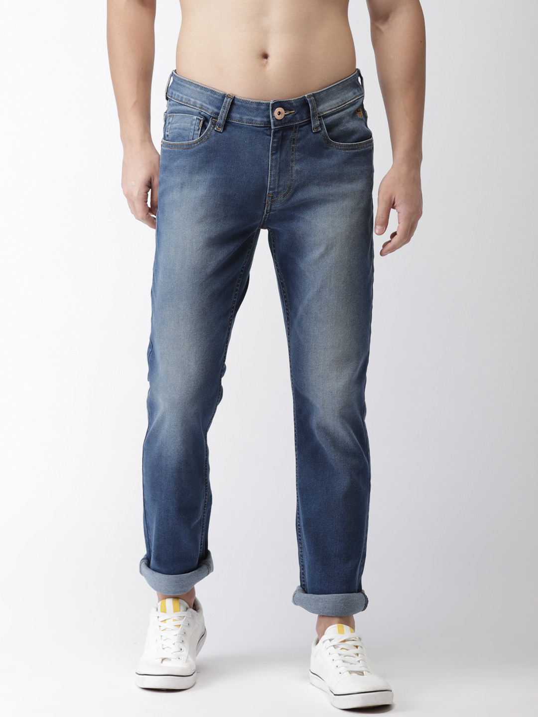 

Flying Machine Men Blue Michael Tapered Fit Mid-Rise Clean Look Stretchable Jeans